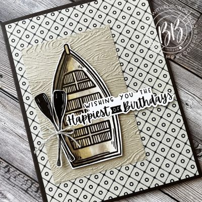 The happiest of birthdays Sunday Sketches SS036 using the Adventurous Journey Stamp Set by Stampin’ Up! row boat stamp