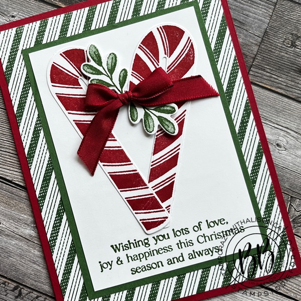 Sweet Candy Cane Bundle by Stampin’ Up! Featured in our Border Buddy Free PDF tutorial Christmas Cards